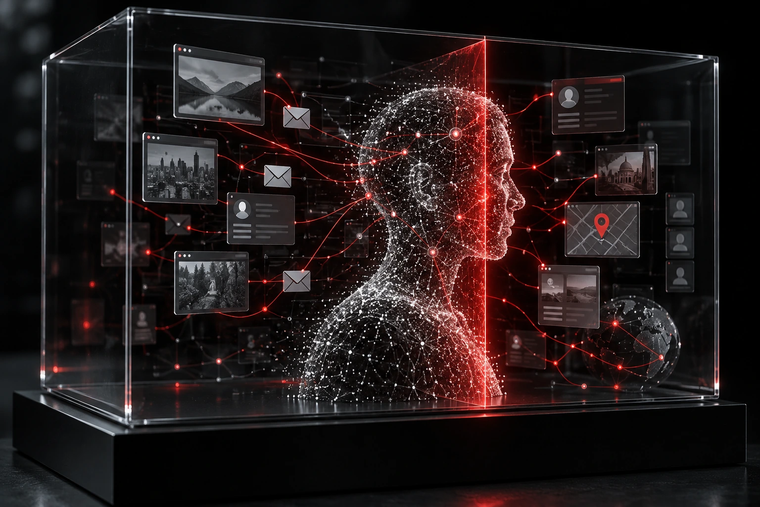 Representação de rastros digitais, perfis públicos e conexões de uma identidade na internet