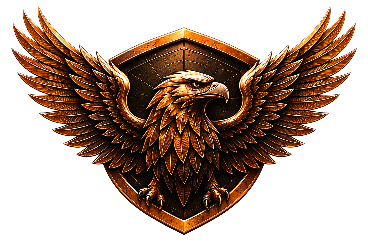Águia com escudo do plano bronze