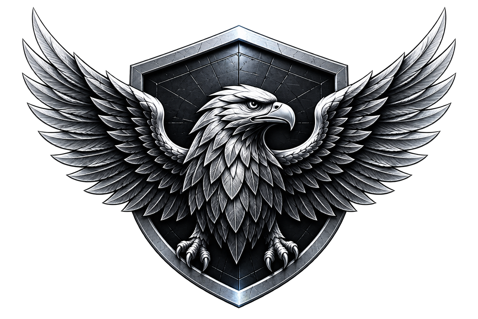 Águia com escudo do plano prata